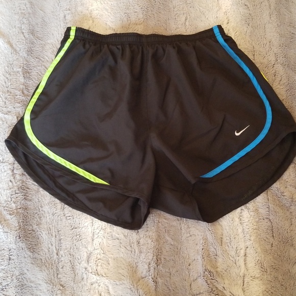 black nike shorts with colorful trim